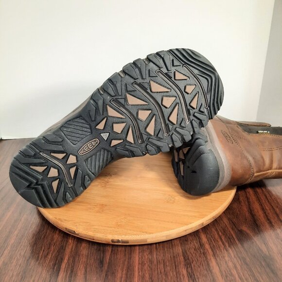 Keen Anchorage III Mens 12 Boots Dark Earth Mulch Leather Pull On Waterproof - Picture 7 of 10